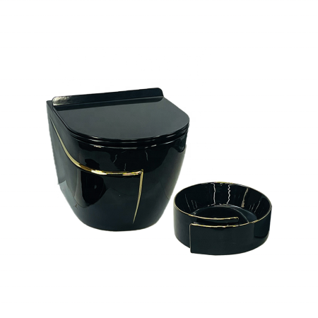 مرحاض معلق اسود نفخ حز ذهبي