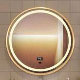 مراية 80 سم دائري ذهبي مصيء