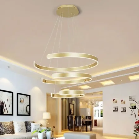 5019 , Gold , 100W*2 ثريا ليد 2 حلقة ذهبي